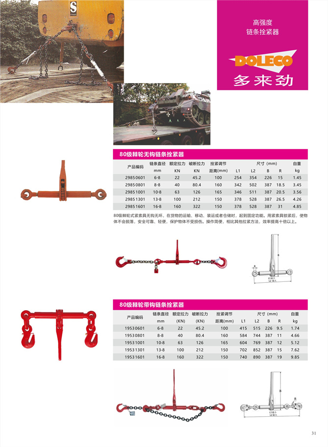 Steel lashing chains