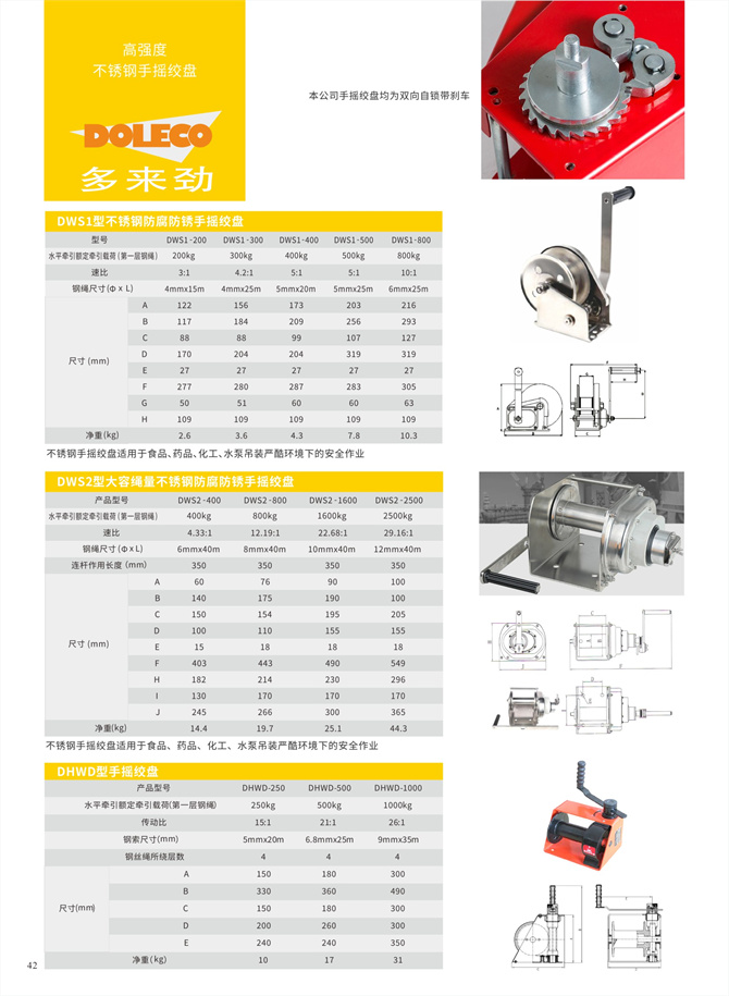 stainless steel winches