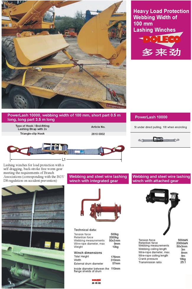 Large-tonnage lashing strap