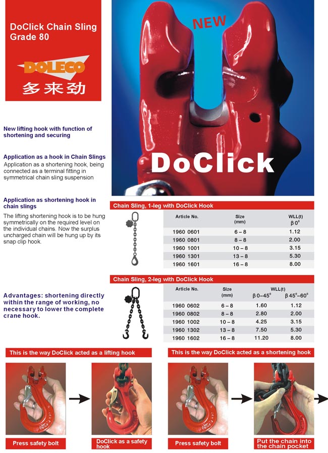 Chain slings with clevis hooks